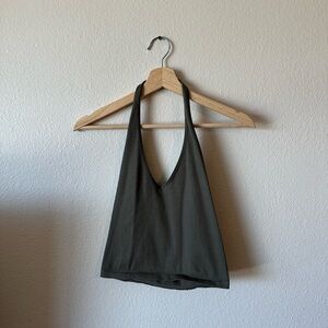 Urban Outfitters Out from Under Seamless Halter Top Dark Olive Green